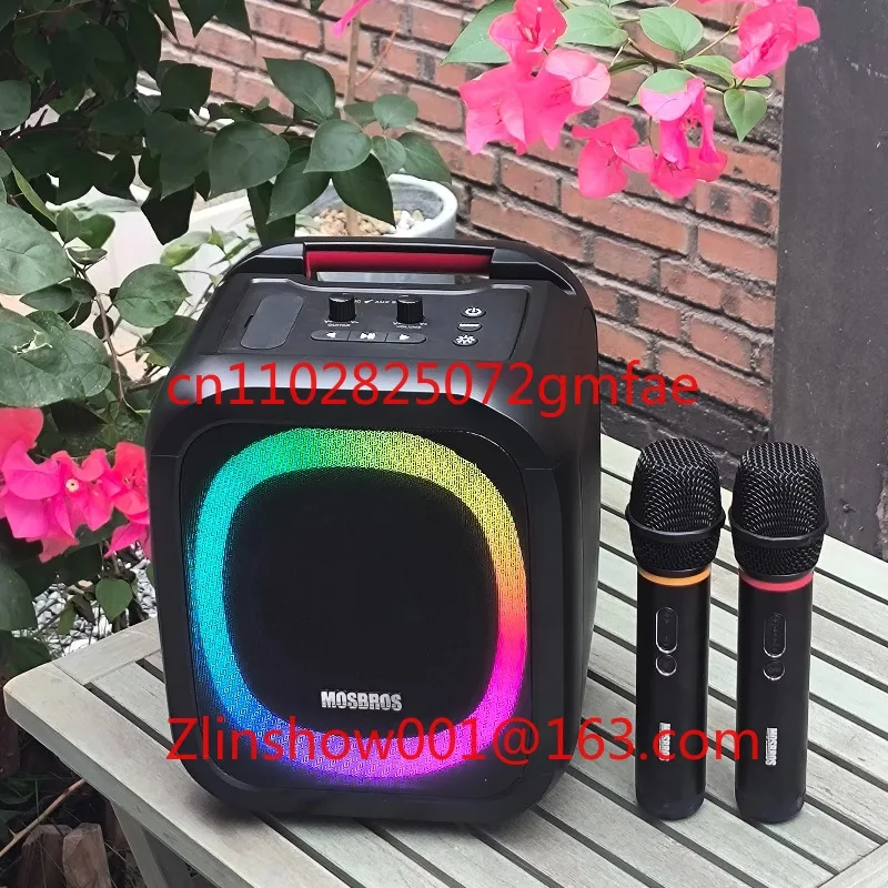 7k Singing Machine 70W Power Two Wireless Microphones Outdoor Party Speaker 5 RGB Lights TWS Interconnection