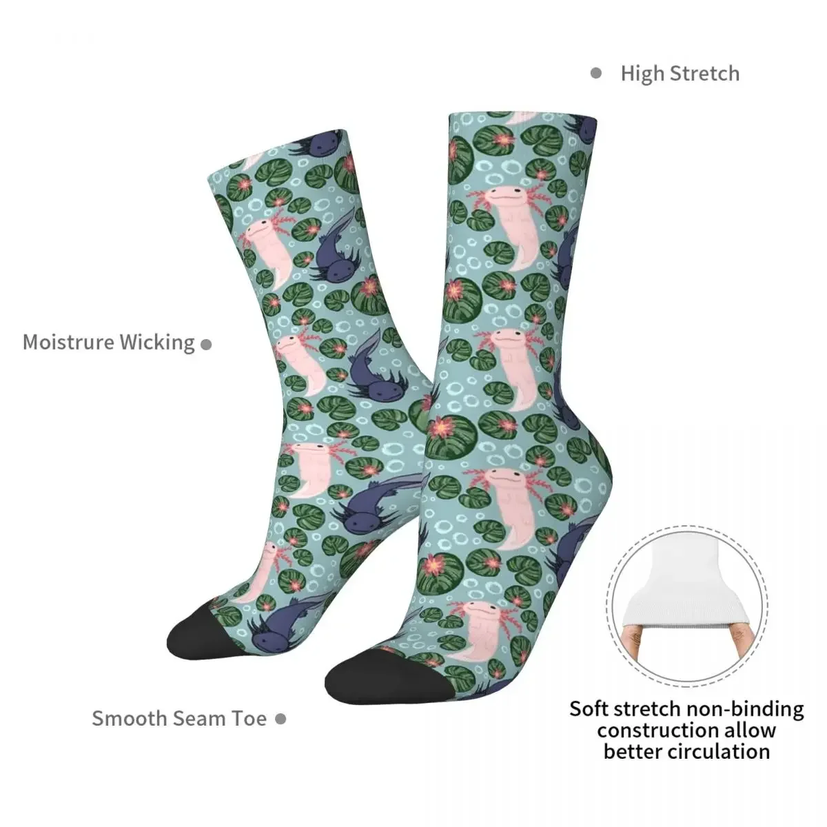 Axolotl Repeating Pattern Socks Harajuku Super Soft Stockings All Season Long Socks Accessories for Unisex Birthday Present