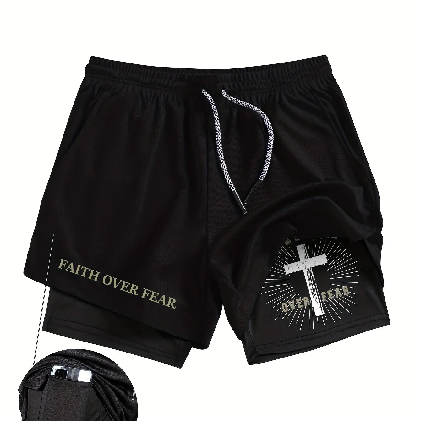 

Men's double-layer fitness sports shorts - quick-drying and breathable - for training and running - summer simple printed shorts