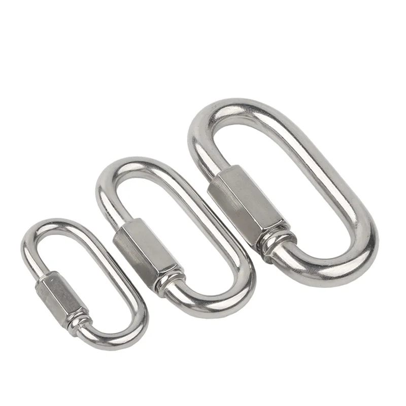 1PCS Connector 304 Stainless Steel Quick Ring Connection Ring Runway Buckle Rock Climbing Carabiner Chain Buckle  M3.5 M4 M5-M14