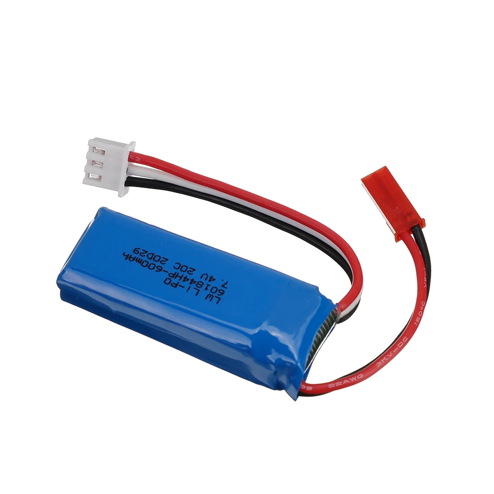 7.4v 600mah 20c lipo bateria para wltoys k969 k979 k989 k999 p929 p939 rc peças de carro 2s 7.4v 601844 bateria para wltoys k969