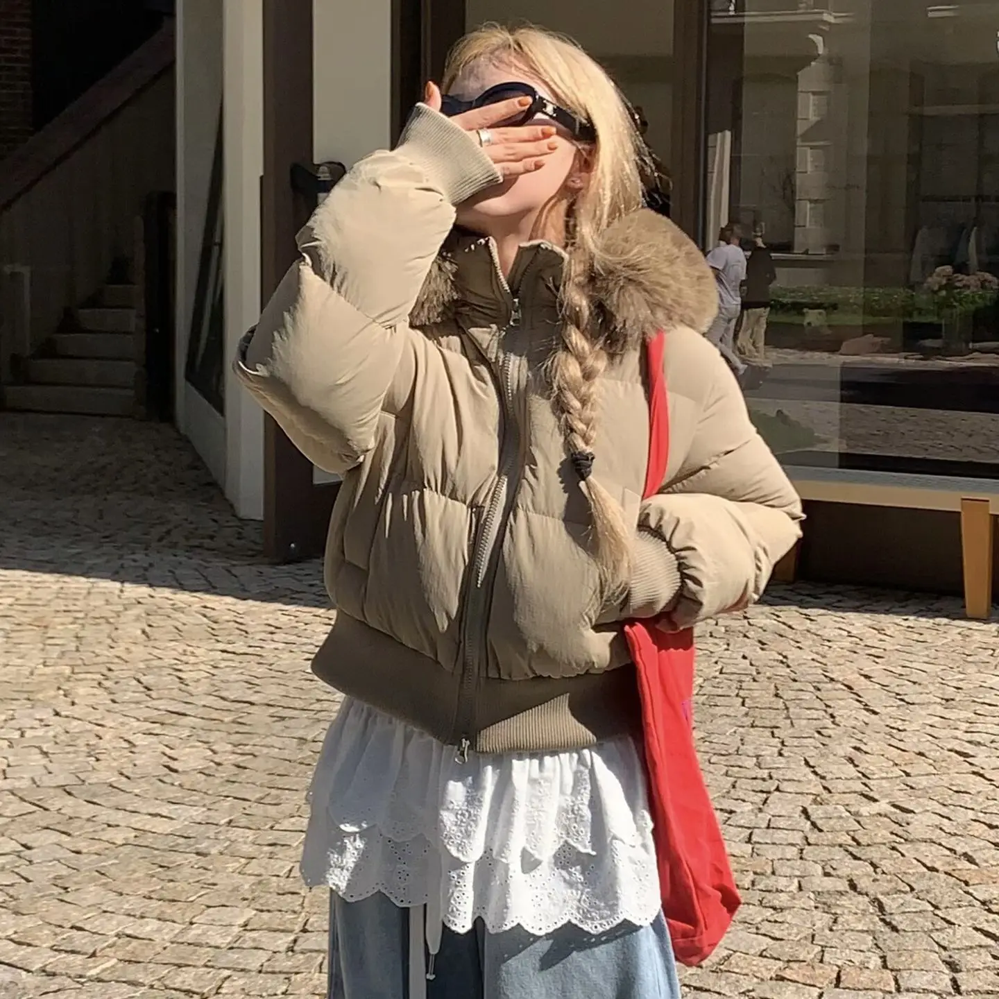 Elegante forro gola de pele capuz solto casaco feminino y2k grosso moda parkas casual topos outerwear jaquetas acolchoadas inverno novas roupas