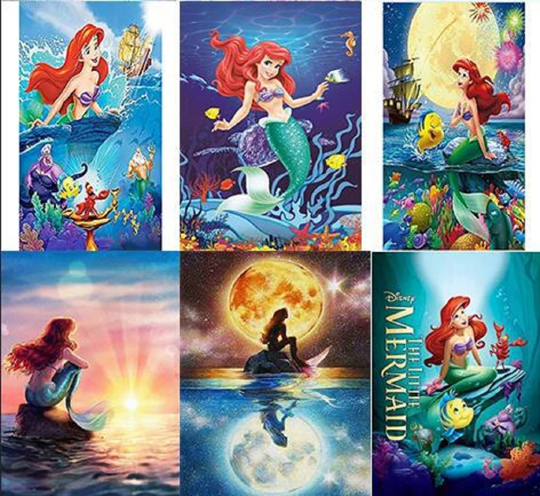 

Disney Cartoon Mermaid Princess 5D Diamond Painting DIY Full Drill Embroidery 30*40cm Handiwork Material Decorative Painting