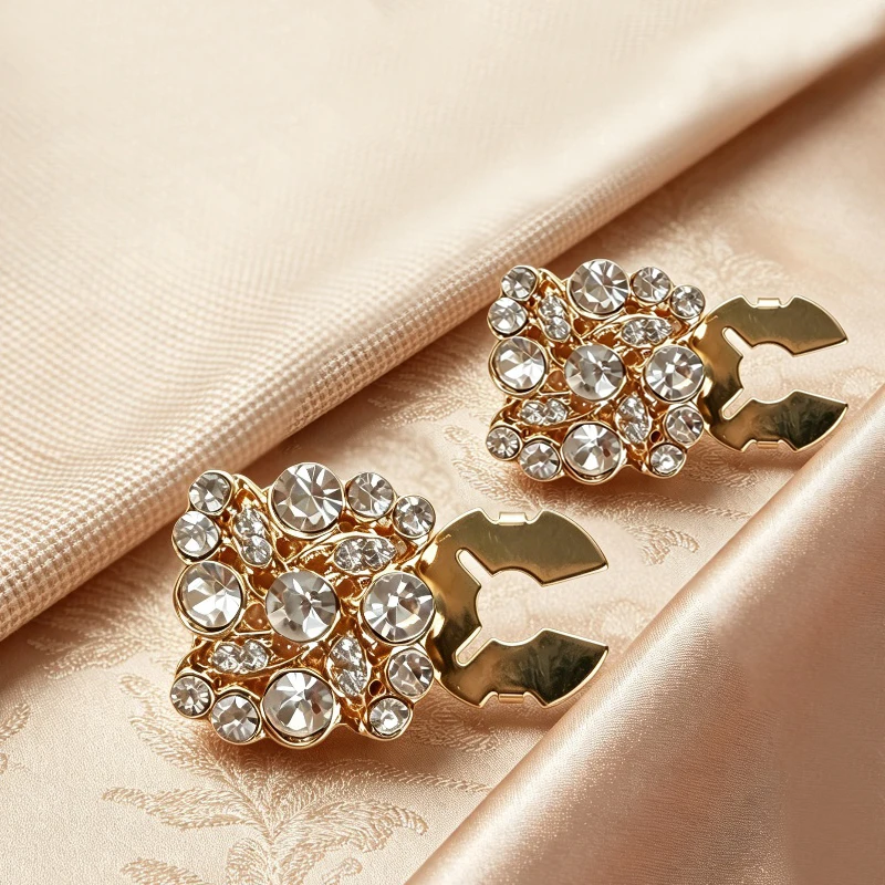 1/2pcs Luxury Rhinestone Clip-On Shirt Button Cover Cufflinks Button Pins for Ladies Men Clothing Sleeve Buttons Accesso