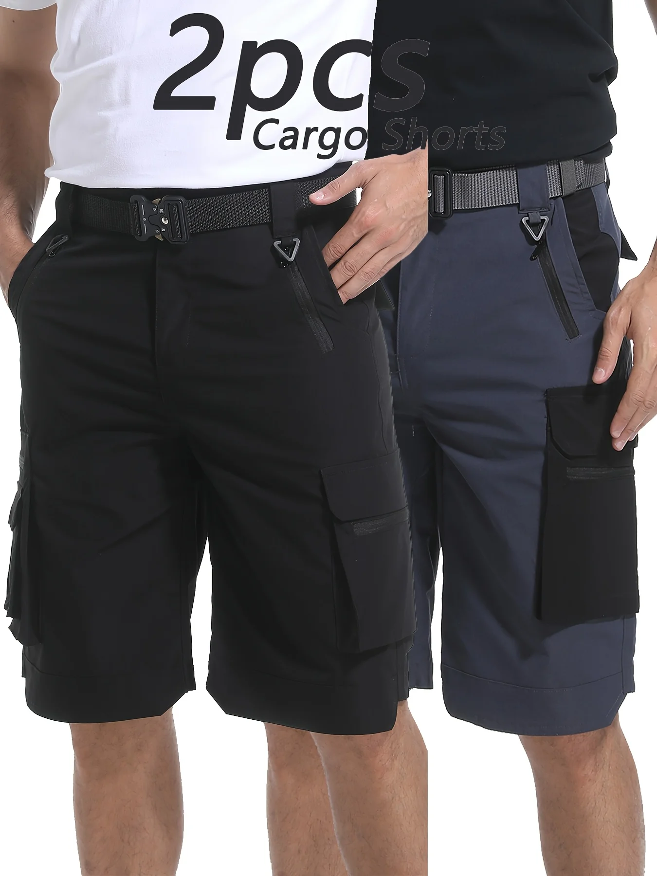 

2 шт. мужских шорт-карго для походов, летние шорты для активного отдыха, тактические шорты для кемпинга, рыбалки, работы, повседневной носки, с множеством карманов