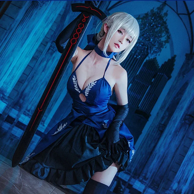 

Fate Stay Night Saber Alter Cosplay Costume Wig Women Sexy Dress Altria Pendragon FGO Anime Halloween Party Roleplay Outfitss;3,