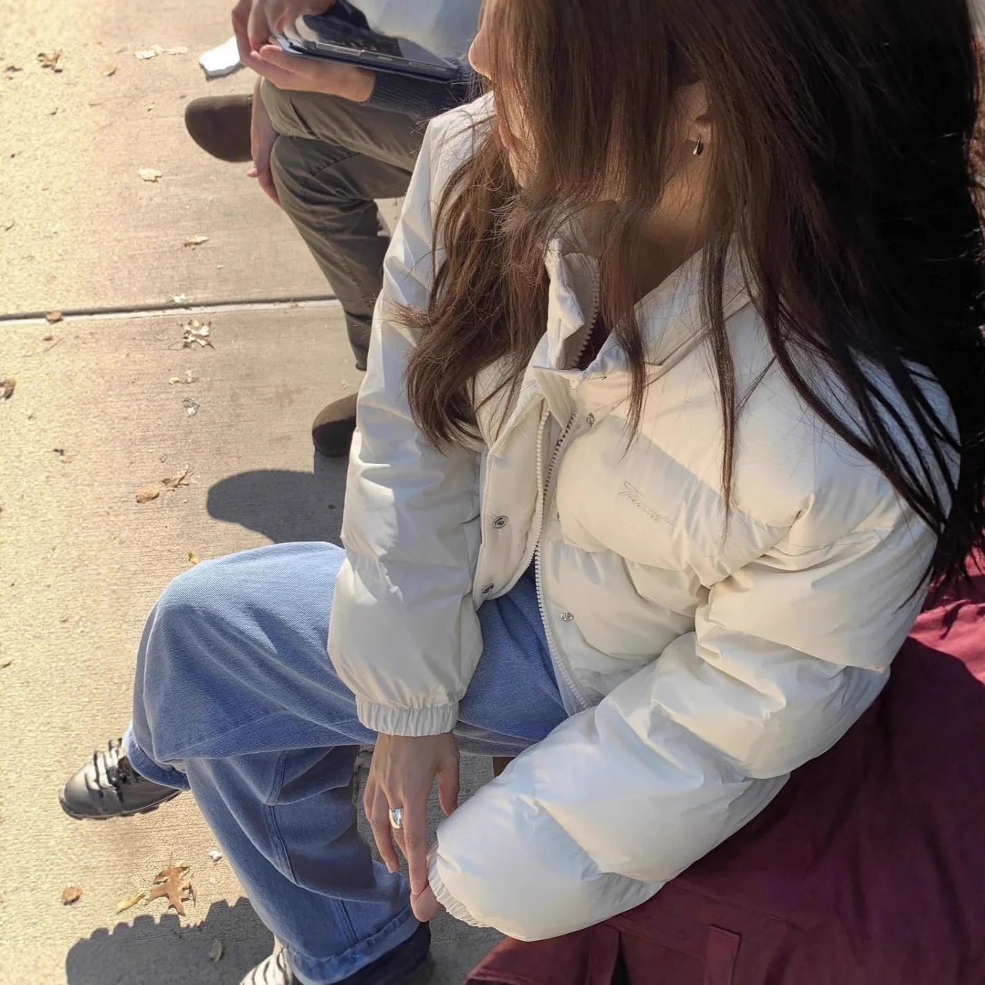 

East Gate Tannt Retro Casual ort Hooded Goose down Jaet Women's Outerwear Warm Knitted Fabric Long Sve Single Button