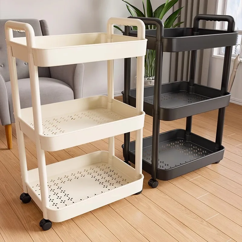 Bookshelf Storage Trolley Mobile Kitchen Organizer Cart With Wheels Multi-Layer Bathroom Shelves Household Snacks Storage Rack