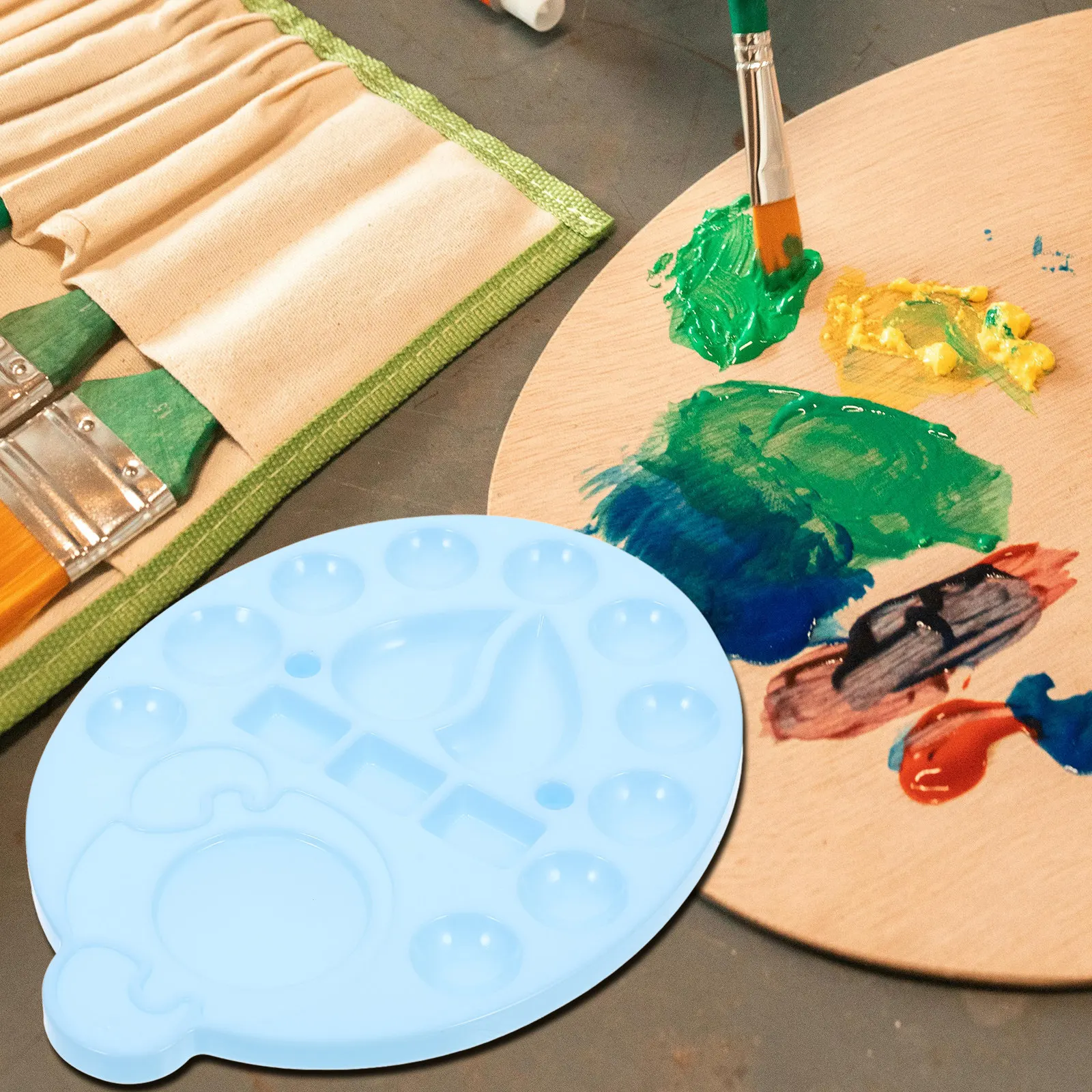 10Pcs Plastic Watercolor Palette with Cute Sheep Design Efficient Shape Portable Easy-Clean Color Mixing Pallet Painting