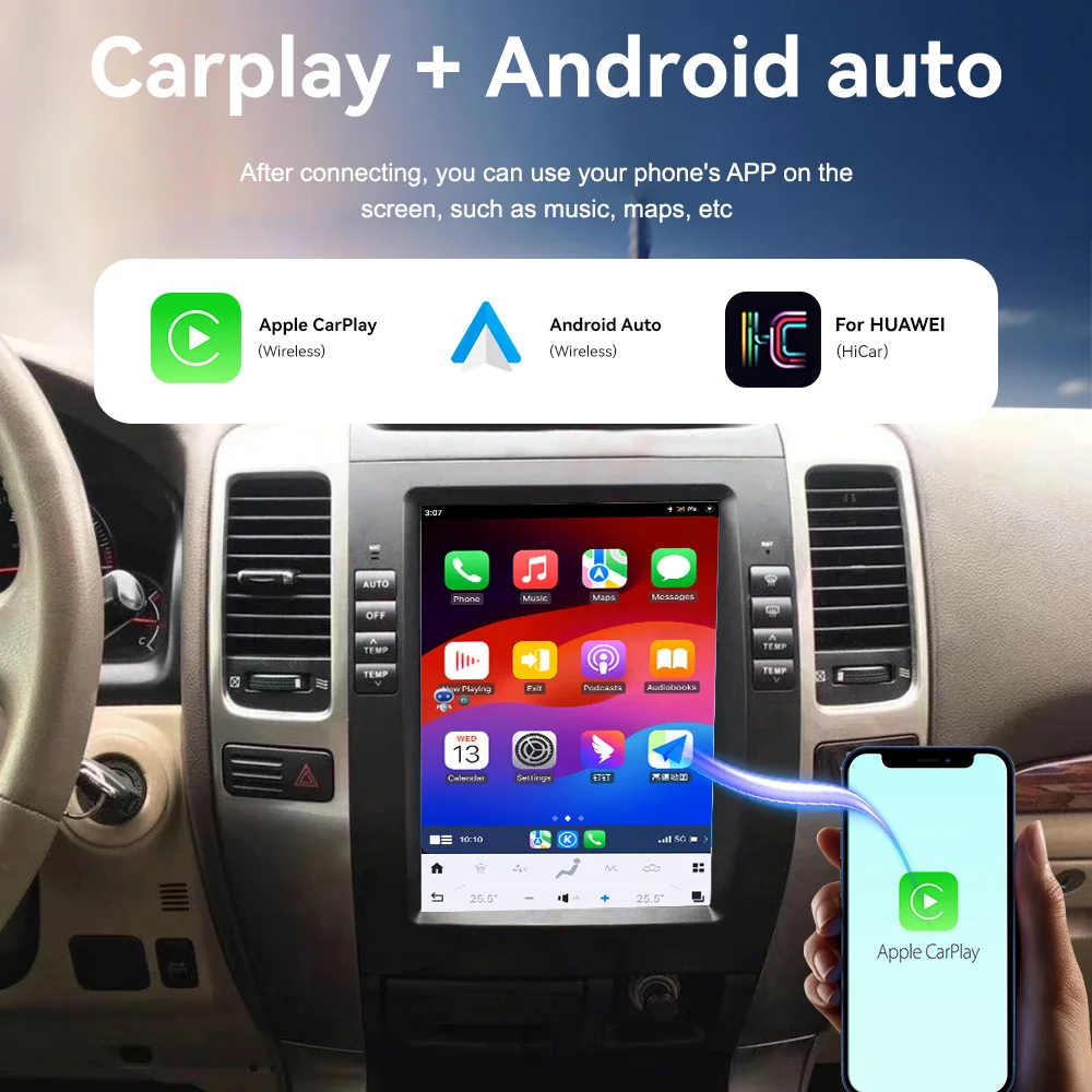 

Android Auto Car Radio GPS Navigation 10.4" Screen For Toyota Prado 2002-2009 Carplay Stereo Video Multimedia Player Head Unit