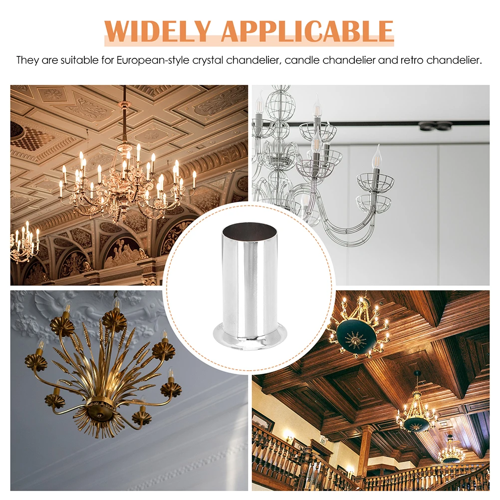 6pcs Lamp Base Sleeve Flanging Sleeve E14 Socket Chandelier Holder Tube Parts Heat Resistant Lighting Accessories
