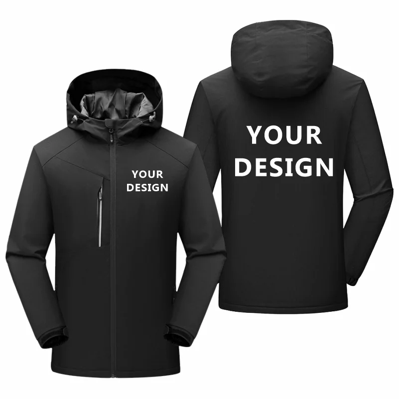 3-Piece Men's and Women's Winter Warm Coat, Thick Fleece Jacket, Free Printing of Printed Patterns, Outdoor Windproof Jacket
