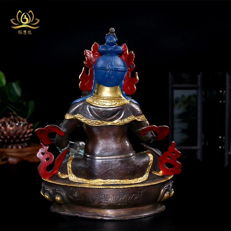 Tybetańska miedź Żółty Bóg Bogactwa Statua Buddy Tybetański Budda Tybetański Ozdoby Wysokość 21cm
