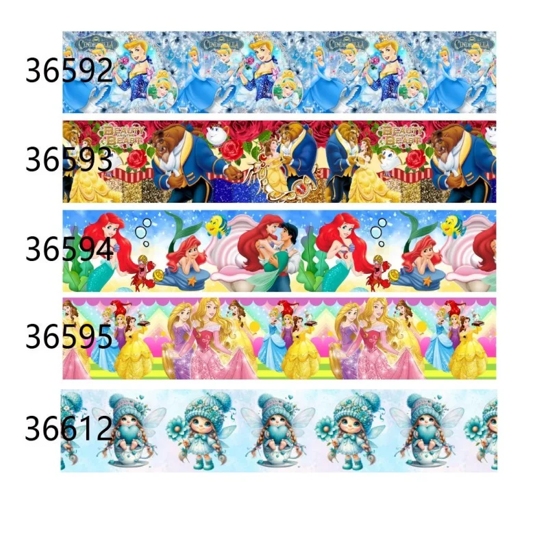

10Yards Disney Princess Girl Group Printed Grosgrain Ribbon 25mm DIY for Hairbows Handmade Crafts Materials