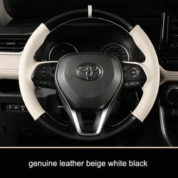 Customized Hand Sewing Car Steering Wheel Cover for Toyota Camry Avalon Corolla RAV4 Leather Car Accessories Protection Interior