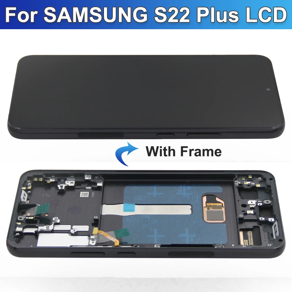 For AMOLED With Frame For Samsung S22 Plus 5G LCD S906B S906U S906N Display Touch Screen Digitizer Assembly Replacement