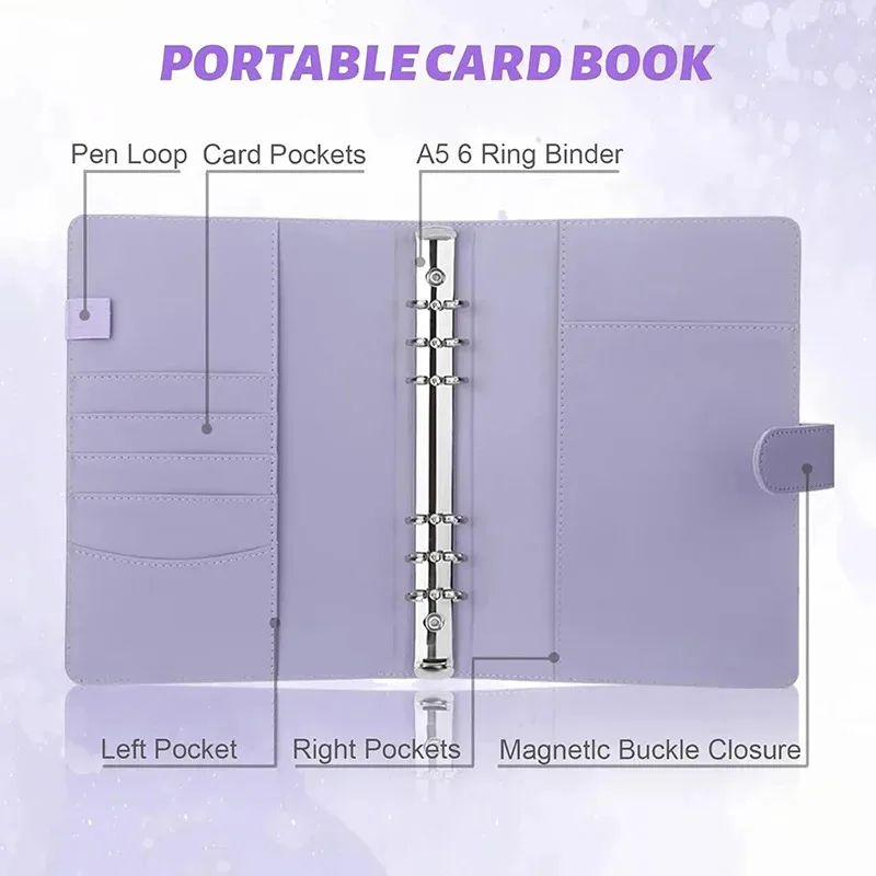 25pcs 페이지 (4 그리드) 사진 카드 A5-Binder Kpop 사진 앨범 아이돌 카드 루스 리프 수집 도서 바인더 바인더 Photocard 홀더 전면 이미지