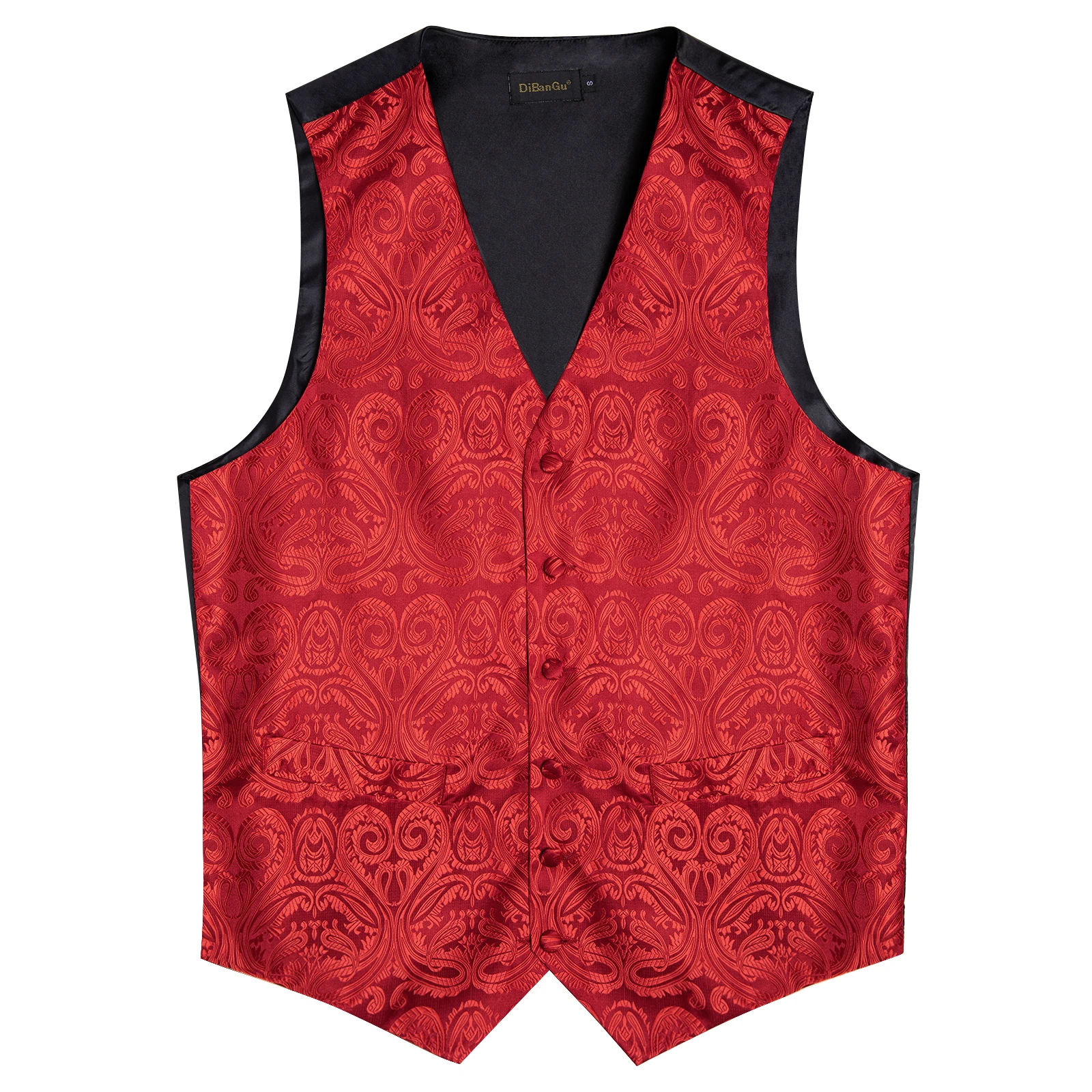 Gilet Paisley de luxe rouge pour hommes, gilet formel de mariage, cravate, poches carrées, boutons de manchette, Business, livraison gratuite