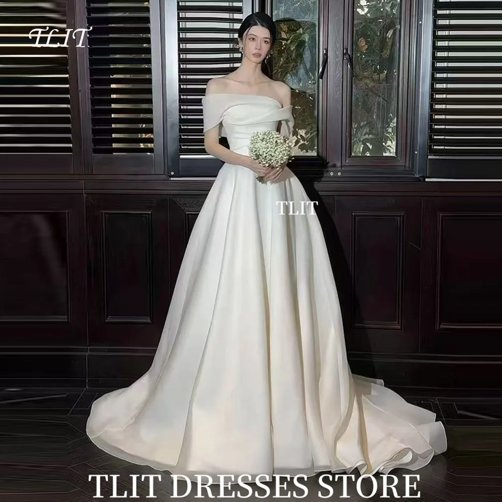 

TLIT Elegant Ivory Chiffon Wedding Dress Strapless Bridal Gowns Korea Wedding Dress Photo Shoot Customized Off the Shoulder웨딩드레스