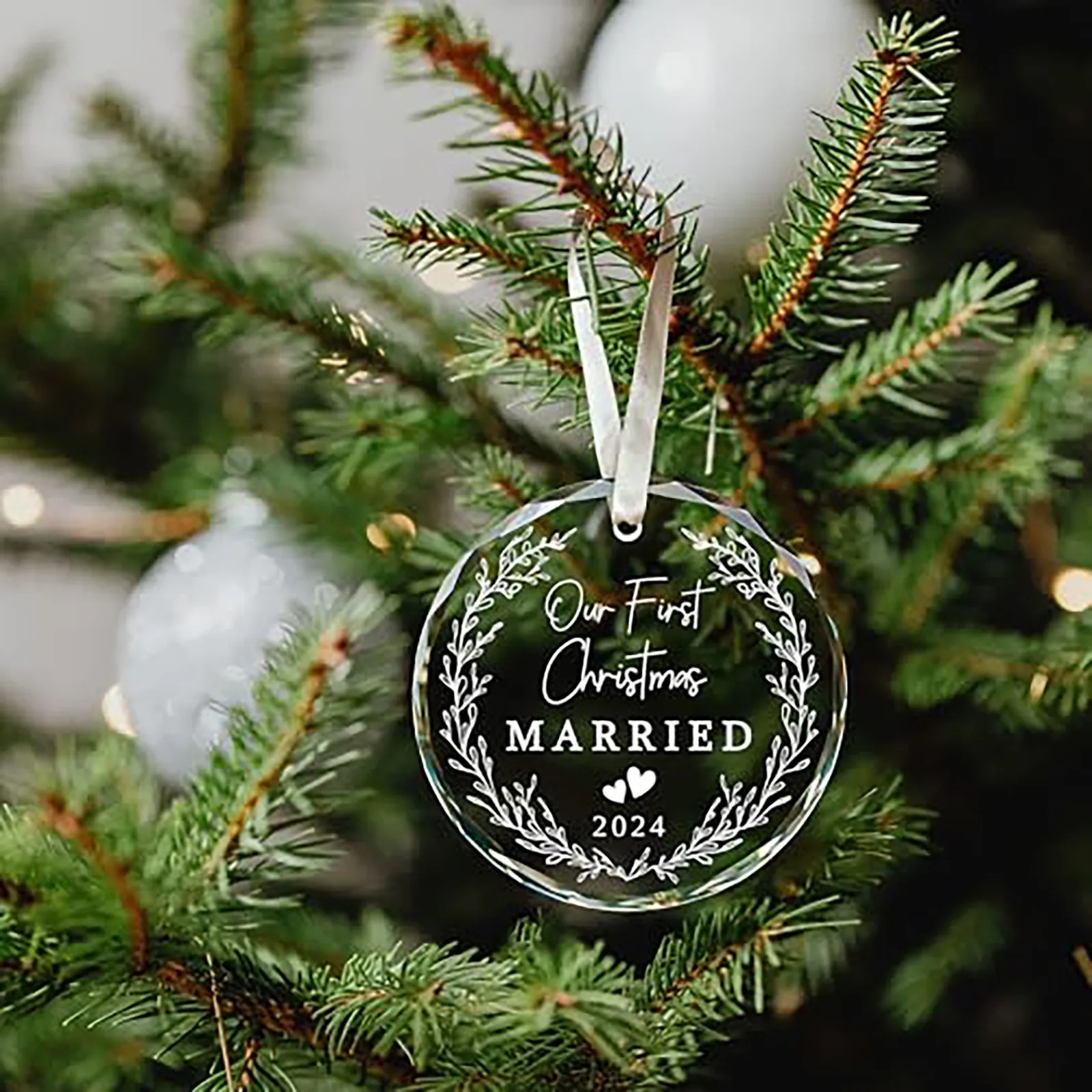 Personalised Christmas Crystal Acrylic Ornaments First Mr Mrs Couple Married Wedding Gifts Family Ornament Tree Decoration 2025