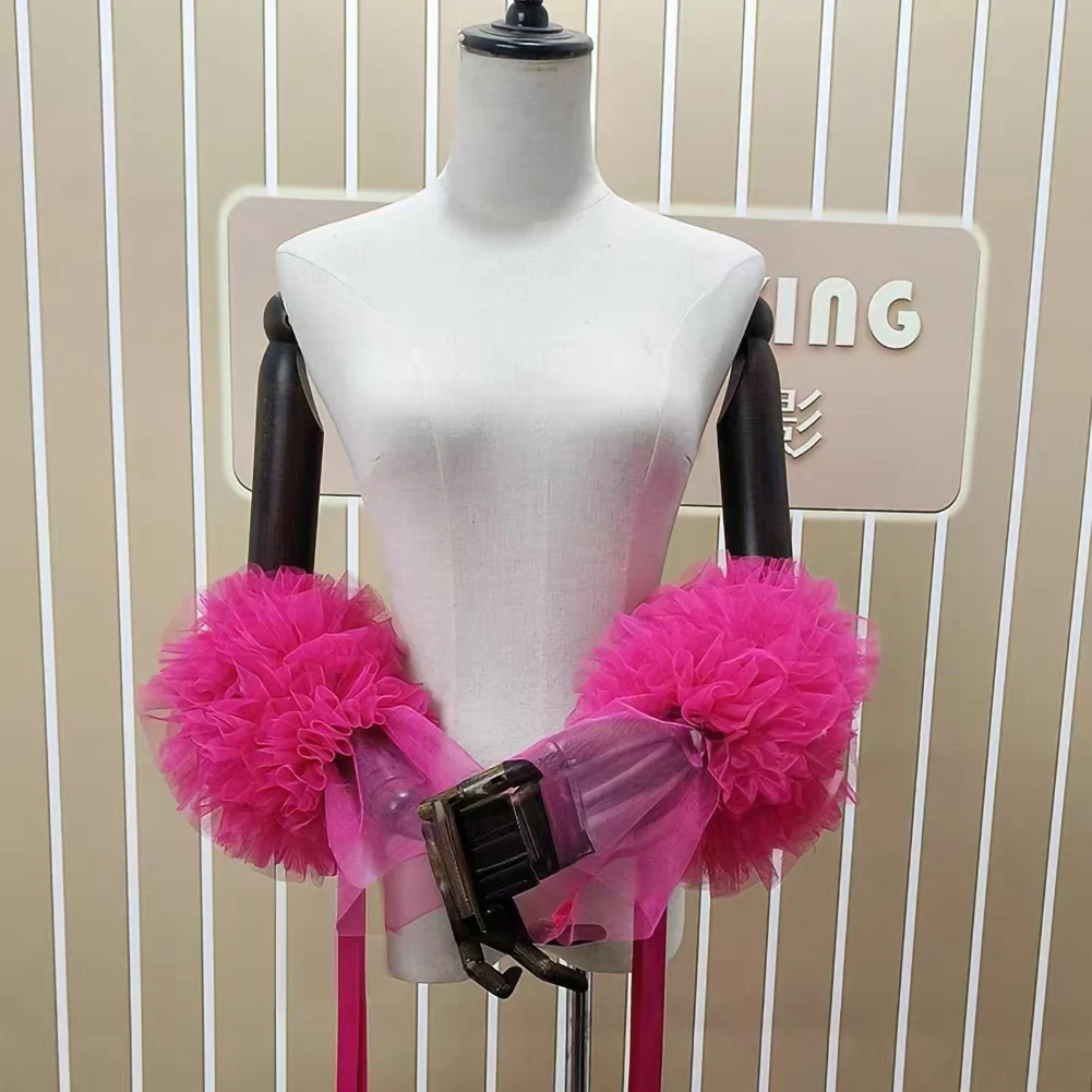 Modern Dance Accessories Arm Cover Ribbon Stereo Mesh Flower Decoration Sleeve Floating Stage Modern Dance Clothing Accessories