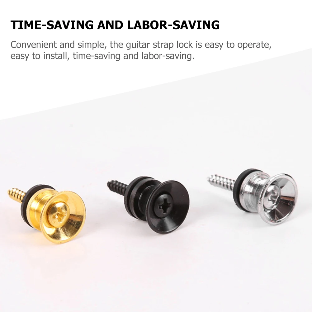 

2 Pcs Metal Guitar Strap Button Knob Lock Straps Electric Ukulele End Pins Locks Christmas Knobs