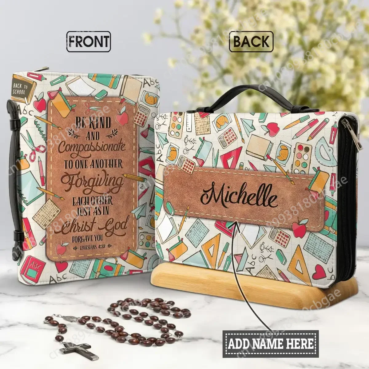 

Teacher Proverbs Print Handle Storage Bag for Teacher Women's Christian Bags Personalized Leather Bible Cover Teachers Gifts Hot