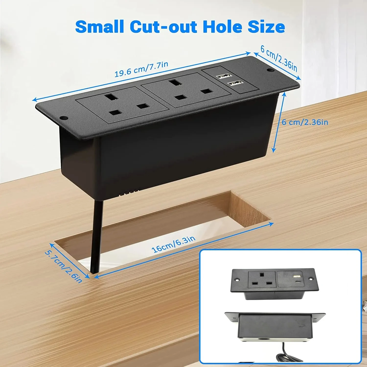

Встроенные настольные скрытые розетки UK, 2 розетки, 13 А, 2500 Вт, 110 ~ 260 В переменного тока, с 2 USB-портами, 5 В, а, электрические настольные аксессуары для офиса