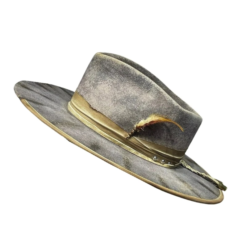 A2ES Elegant Homburg Top Hat Cowboy Costume for Outdoor Gatherings Activity