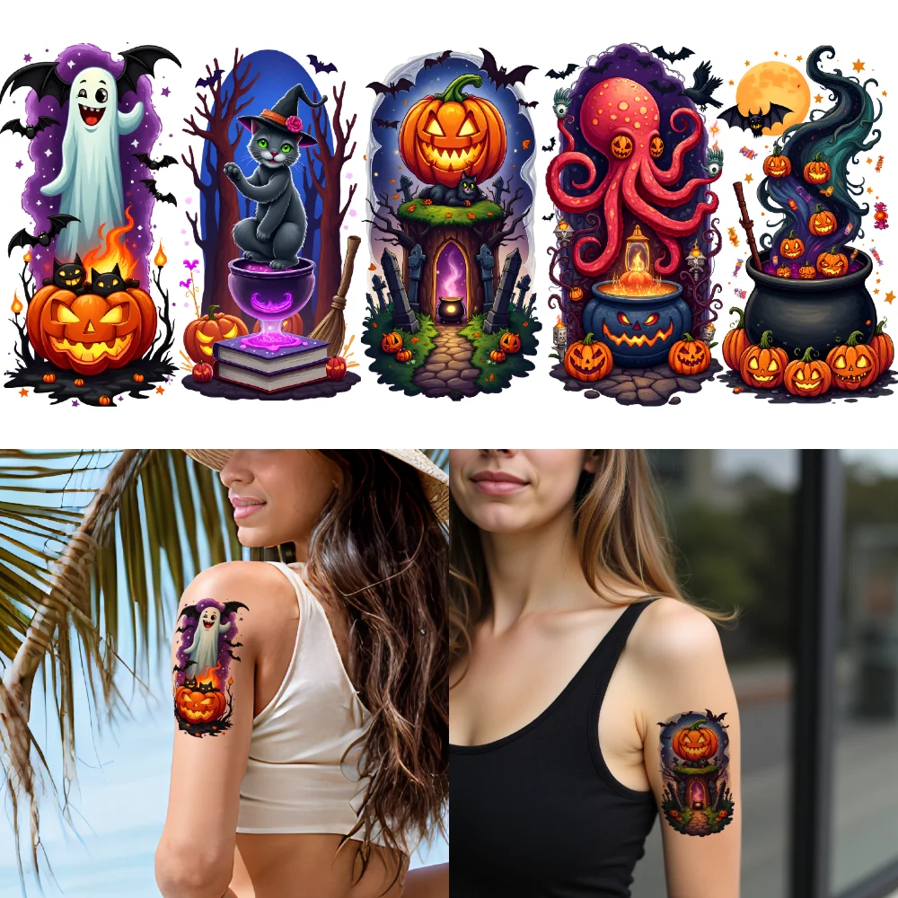 12pcs Temporary Tattoo Decorative Stickers Halloween Halloween Stickers Waterproof Long-lasting Body Stickers For Arms Women