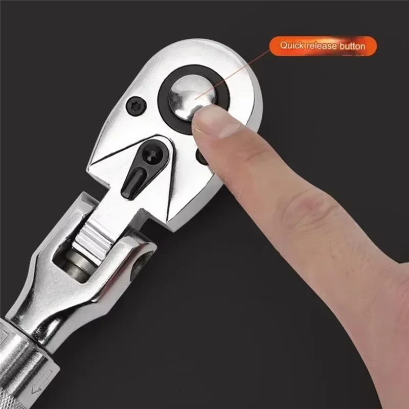 ABLQ 72-Tooth Carbon Steel Retractable Ratchet Wrench Automatic Quick Release Spanner Multifunctional Hand Tool