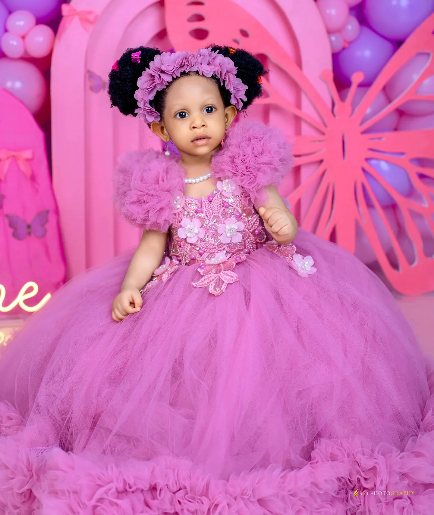 Customized Fuchsia Flower Girl Dresses For Wedding Layered Appliques Pearls Gorgeous Child Photo Shoot Birthday Party Ball Gown