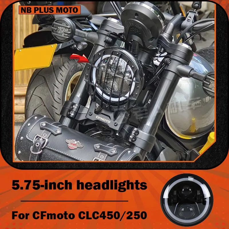 【Premium】For CFMOTO CLC450/250 retro ultra-bright LED headlight assembly, 5.75-inch front headlight without damage