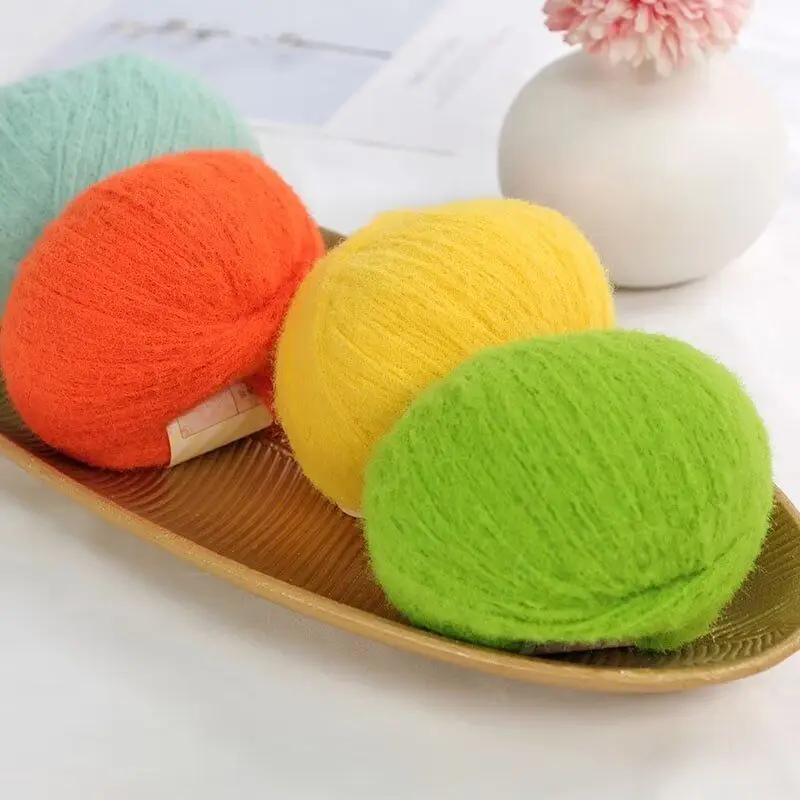 40g/roll 2.5mm Velvet Yarn Soft Cotton Knitting Crochet Dyed Yarn DIY Hand-woven Wool Crochet Sweater Hat Dolls