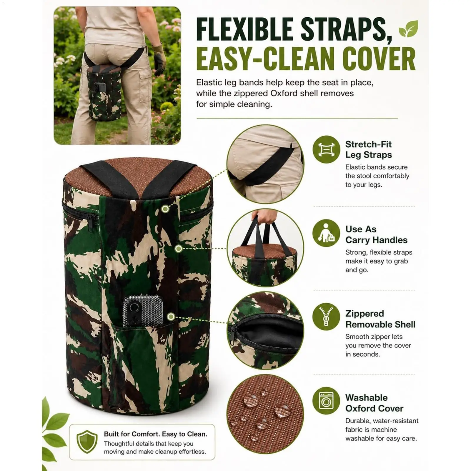 Gardening Stool Portable Handsfree Adjustable Chair Gardening Workseats For Women Men Adults Outdoor Yard Weeding Fishing Picnic