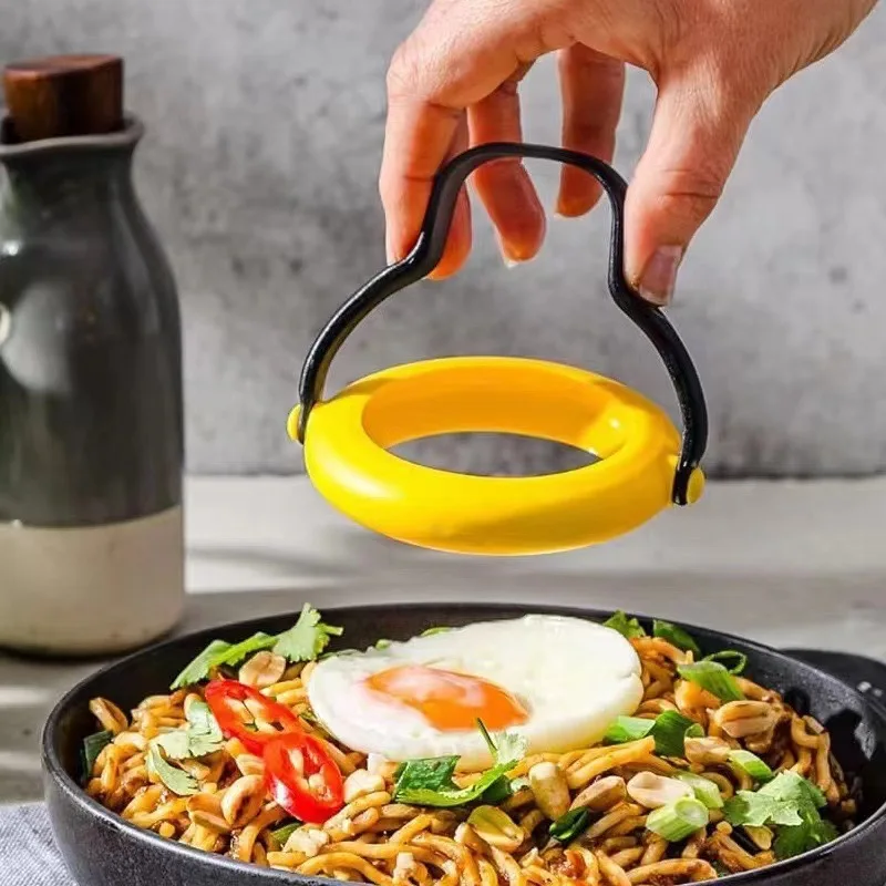 1Pc Silicone Egg Rings Non Stick Mold with handle for Easy Fry Eggs Breakfast Pancake Cake Baking Kitchen Tools 360° Egg Flipper