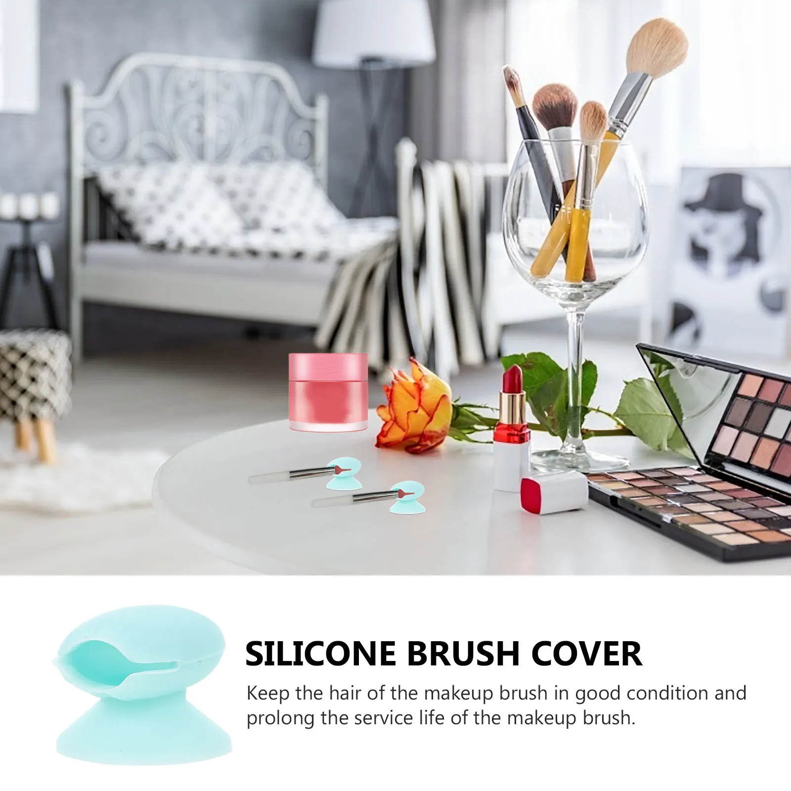 

10pcs Lip Anti-lost Cover Silicone Makeup Brush Protector Dustproof Cover Travel Suction Cup Flexible Durable Lip Mask Brush