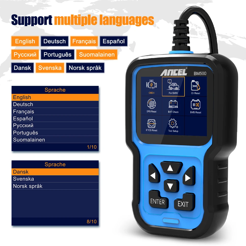 ANCEL BM500 OBD2 Scanner Airbag EPB SAS CBS Reset Full System OBD 2 Diagnostic for BMW Car Diagnostic Tool