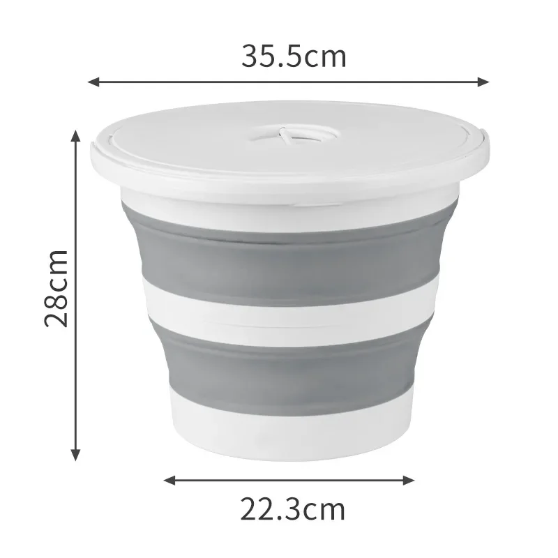 5/10/15L Folding Bucket With Cover Portable Folding Bucket Car Wash Fishing Promotion Bathroom Kitchen Bucket Outdoor Camping