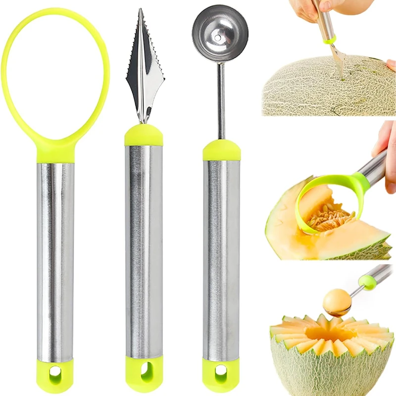 3 in1 Obst kugel gräber Wassermelone schneider Cutter Schaufel Obsts chnitz messer Cutter Obst platte Obstschale Frucht fleisch Separator