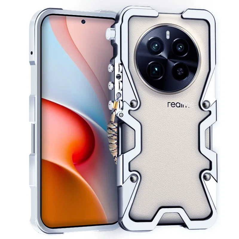 Armor Screw Metal Frame Shockproof Cover For Realme GT 5 Pro Aluminium Bumper Cases Heavy Duty Fundas