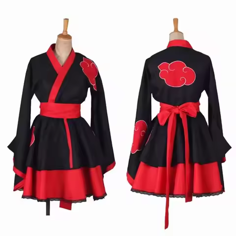 Lolita Anime Dress for Women Cosplay Costume Akatsuki Kimono, Maid Dress Uchiha Sasuke Clothes Suit Styles