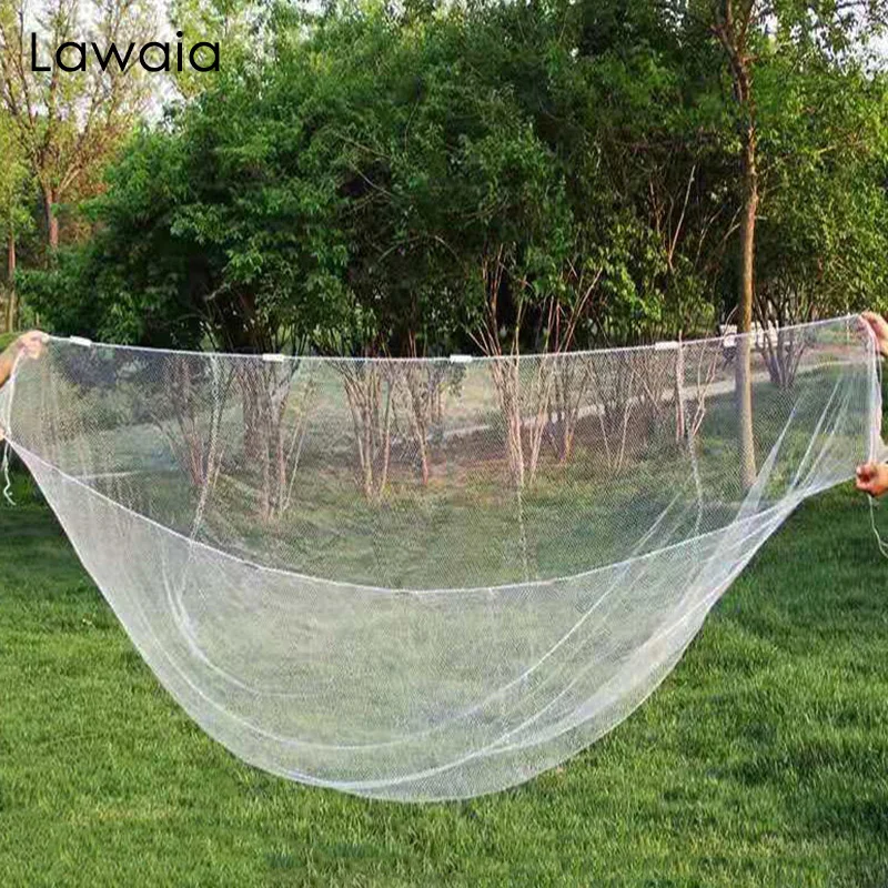 Lawaia White Nylon Line Fishing Net Braided Fish Net Hand Carry Bamboo Poles Catch Fish Network for River and Pond