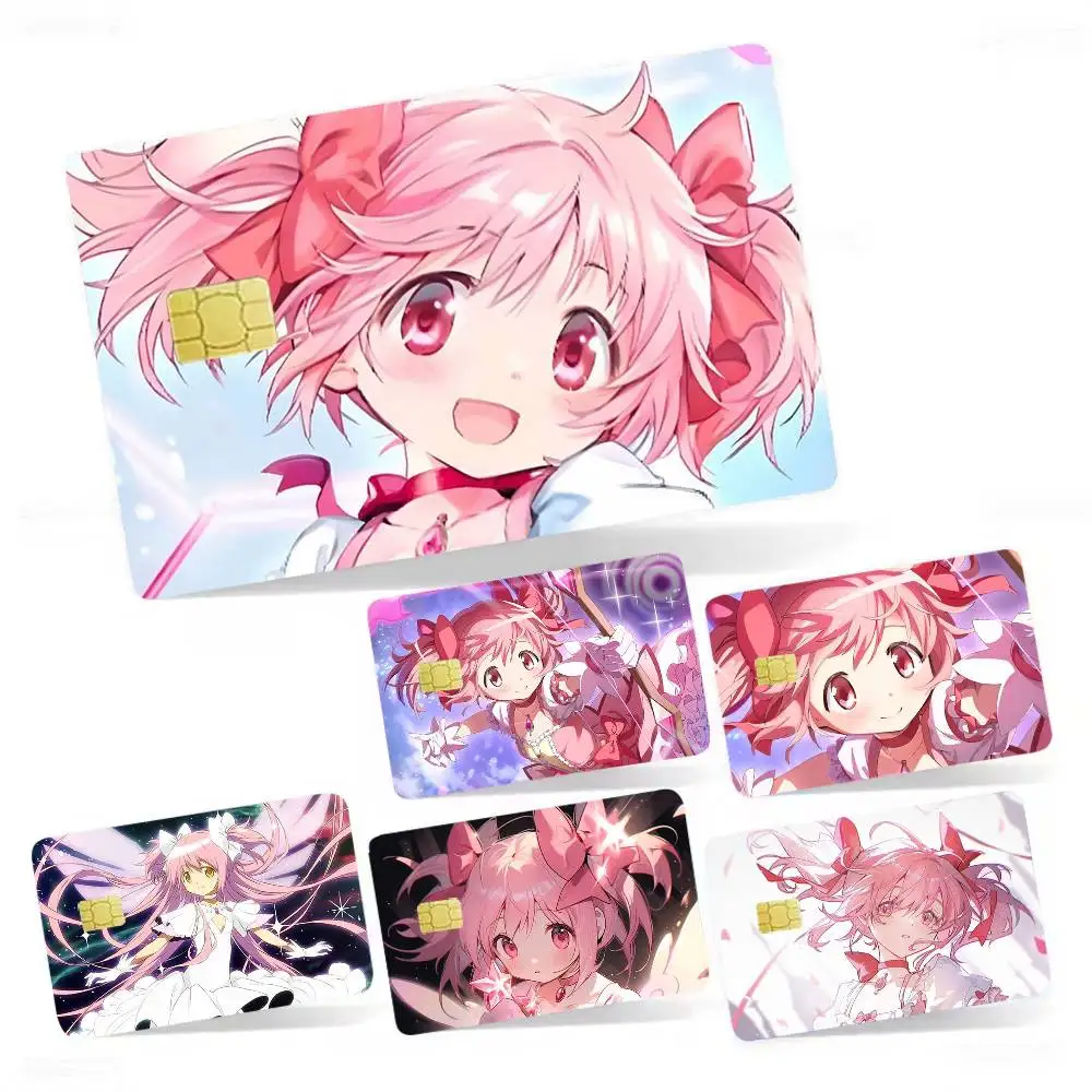 Puella Magi M-Madoka Magica 4pcs 1Set Laser Holographic Sticker Skin Cover for Credit Bank Debit Card