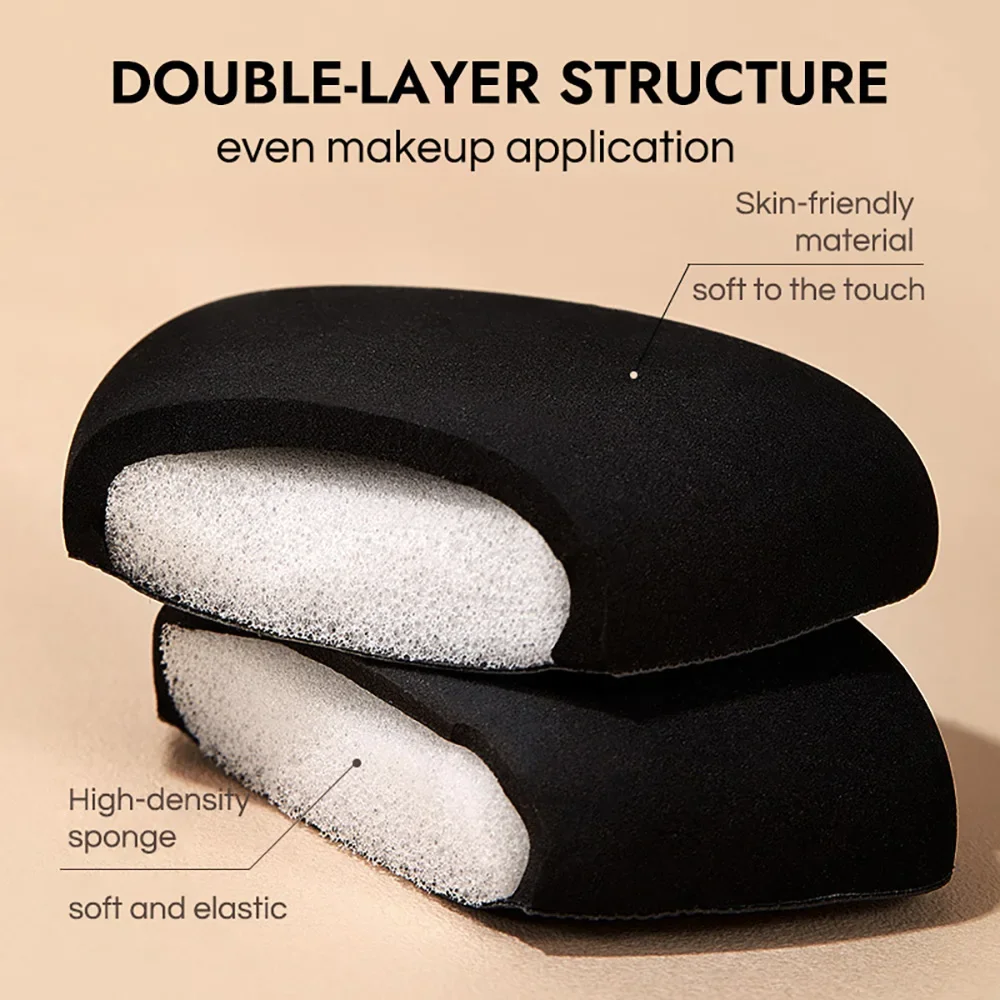 وسادة مكياج خافي عيوب البشرة باللون الأسود المثلث الناعم من GECOMO رطبة وجافة ذات الاستخدام المزدوج