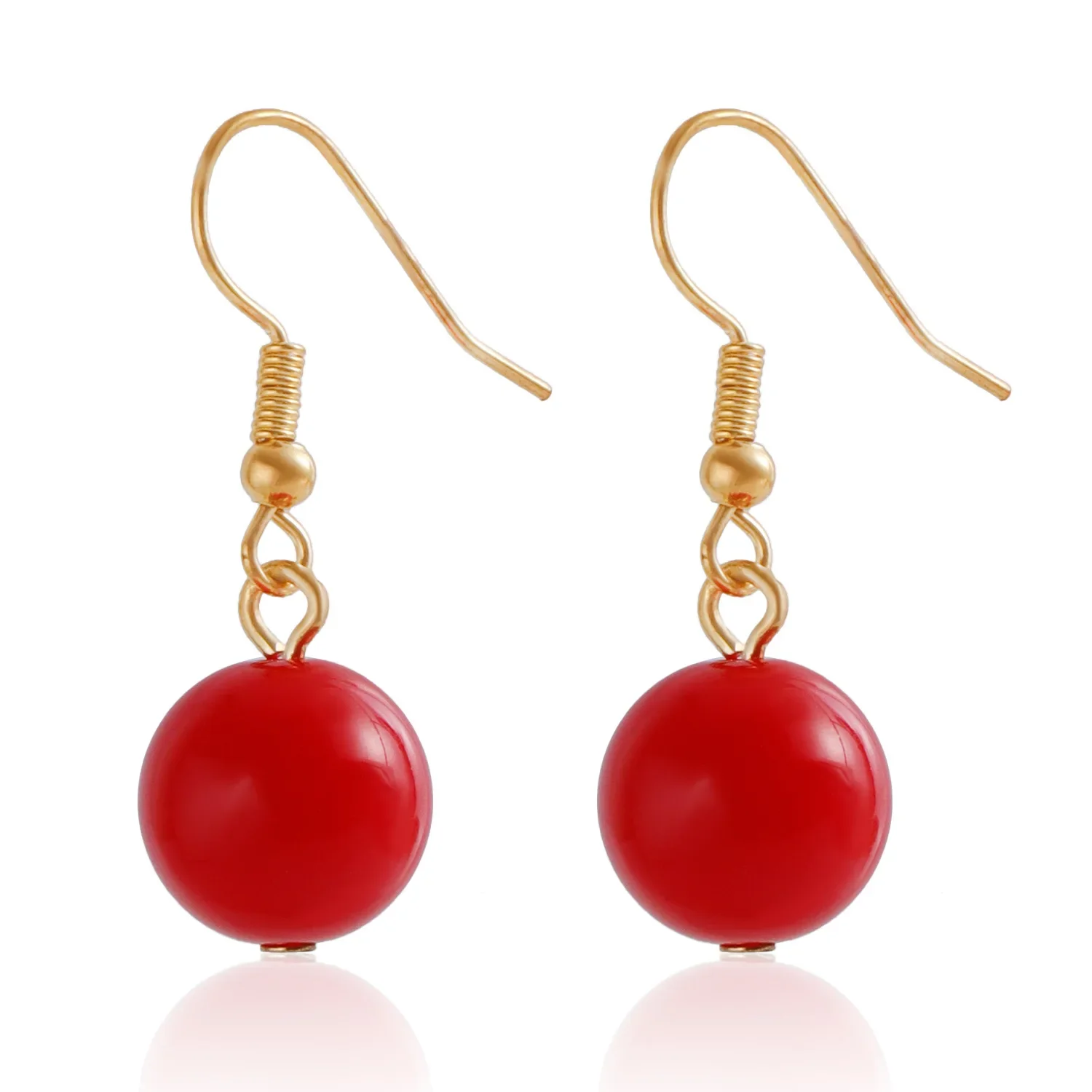 New Fashion Trend Jewelry  Red Acrylic Beaded Earrings Fashionable Geometric Bead Earrings Party Jewelry for Women