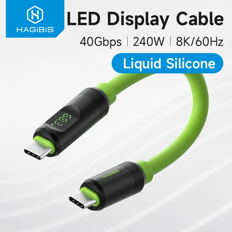 

Hagibis Short USB C to USB C Cable PD 240W 40Gbps Fast Charging Cord With LED Display Compatible with Thunderbolt 4/3 iPhone 16