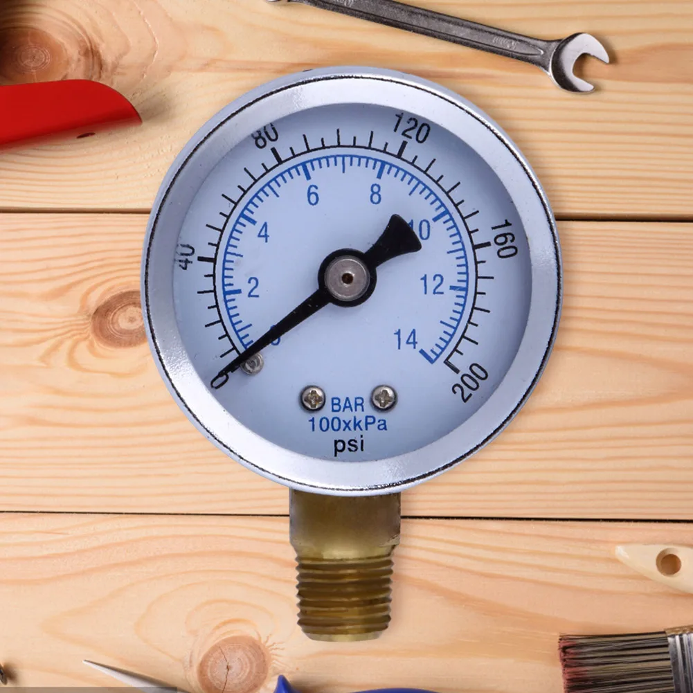 Medidor de pressão hidráulico, compressor de ar, 0-200 psi, 1/8 npt, manômetro para regulador pneumático, compressor de ar