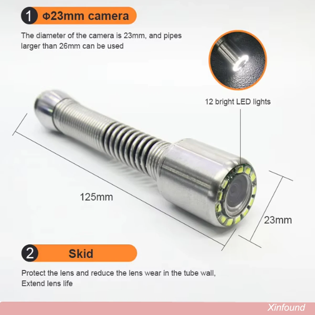 WOPSON WPS-A0-C23 HD كاميرا استنزاف 7 بوصة شاشات كريستال بلورية الأنابيب المجاري استنزاف التفتيش كاميرا لفحص خطوط الأنابيب استنزاف #4