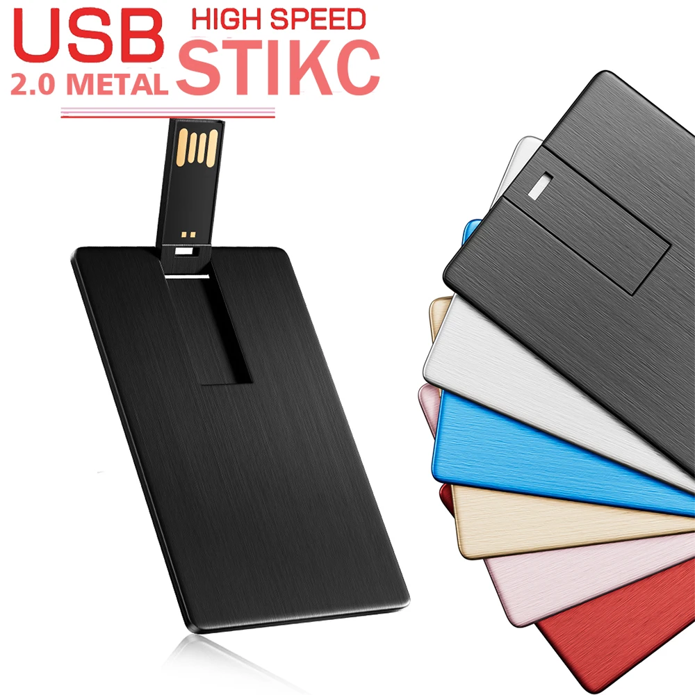 Free Custom Logo 100% Capacity 4GB 8GB 16GB 32GB Credit Card Metal USB Flash Drive Customized Logo Top Quality Creative Pendrive